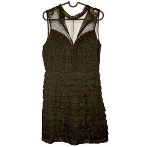 Free People black Sheer Top tiered ruffle mini dress size 6 Lil Black Dress*